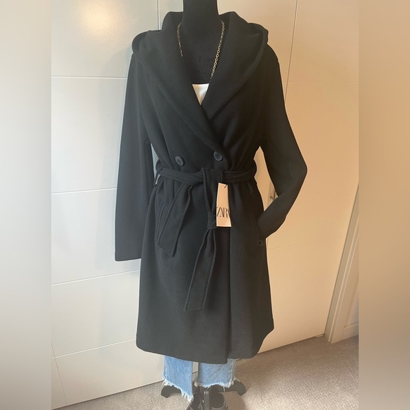 NWT Zara Belted Soft Hooded Coat - Picture 1 of 14